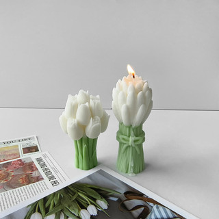3d Hoa Tulip Bó Hoa Khuôn Silicon DIY Hoa Thơm Nến Thạch Cao Trang Trí Khuôn Handmade Quà Tặng Xà Phòng Thạch Cao Nến Làm Đồ Dùng