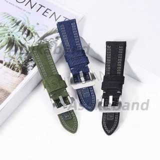 Dây đeo đồng hồ bằng da thật bằng vải Canvas cao cấp cho dây đeo đồng hồ Panerai Dây đeo đồng hồ bằng da bò 24mm Vòng đeo tay nam nữ Dây đeo cổ điển giản dị Denim Xanh xanh đen