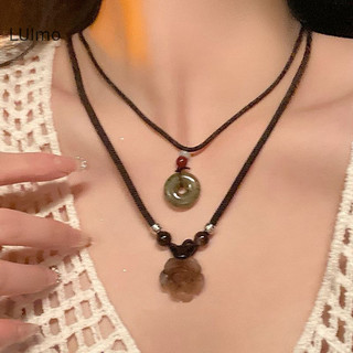 Luimo Phong Cách Trung Hoa Mới Đính Hạt Hoa Trà Hòa Bình Khóa Mặt Dây Chuyền Vòng Cổ Áo Len Dây Chuyền Vòng Cổ Trang Sức Quà Tặng SBS