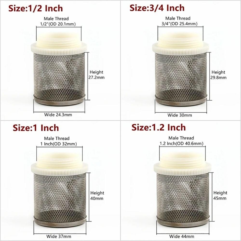 JVSUB 1 Bộ Lọc Ống Inox 304 1/2" 3/4" 1" Lắp Máy Bơm Nước Sạch Cho Bể Cá Thủy Lợi Micro