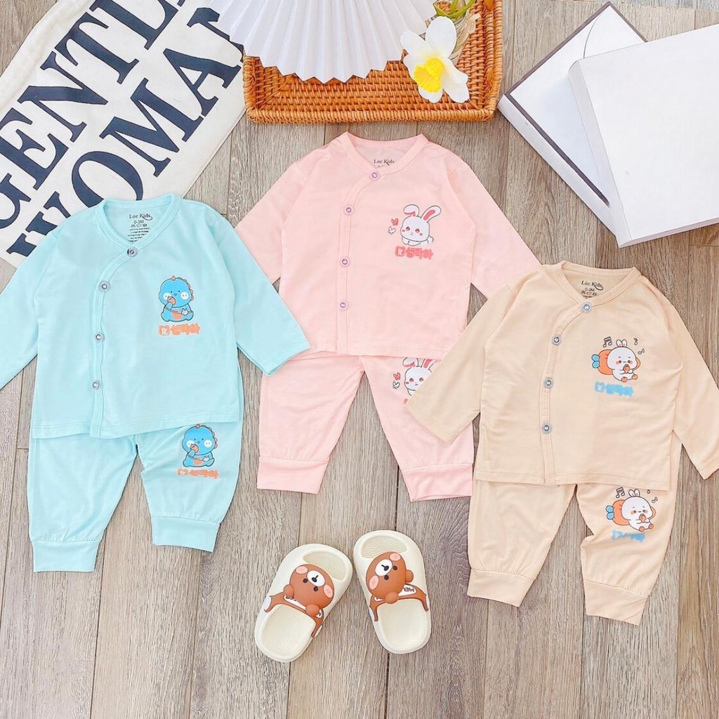 Combo 5 Bộ sơ sinh dài tay vải thun lạnh PEPTIT  cho bé sơ sinh TM mềm mịn thoải mái  0 - 9 tháng LP-DL14 Đậu Đậu Store