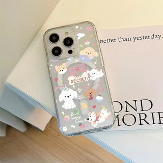 Ốp Chống Sốc Chó Con Màu Trắng Đáng Yêu Cho Iphone 7Plus 12mini 13mini 16promax Xs XR XSMAX 11pro Max 16pro 12 13 14 15 Pro Max Ốp điện thoại Mềm 14promax 15plus