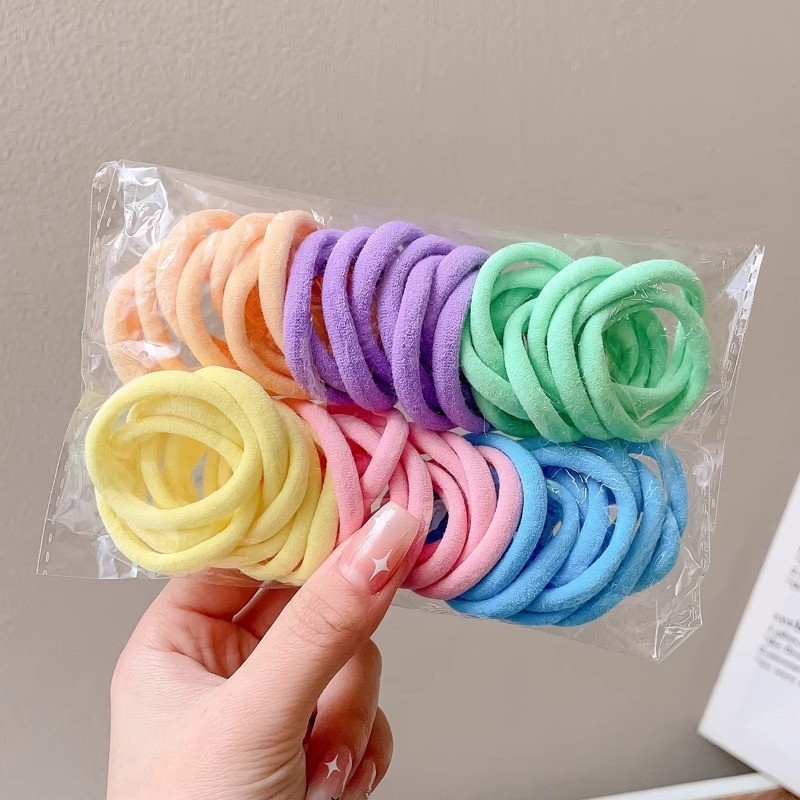 [Yunyuan] 50 Cái / bộ Dây Buộc Tóc Nhiều Màu Sắc Dây Buộc Tóc Cao Su Đuôi Ngựa Da Bao Khăn Vòng