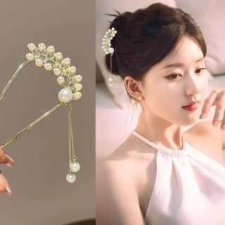 Kẹp tóc ngọc trai kim loại hình chữ U Phụ kiện tóc cổ điển cao cấp