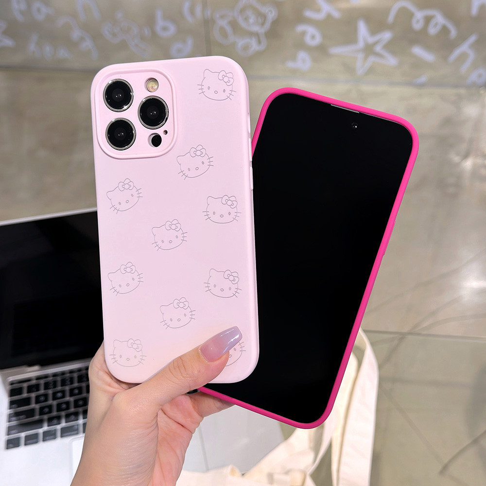 Ốp điện thoại silicon lỏng toàn màn hình Cat Avatar cho iPhone 15ProMax 15 Pro 15 14 13 12ProMax 11 Bảo hiểm toàn diện Vỏ Acrylic bảo vệ chống sốc