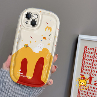 Ốp Điện Thoại Túi Khí Trong Suốt Thỏ Dễ Thương Hamburger Cho OPPO R17 R15 F19 Pro + F11 Find X7 Pro Ultra X6 X5 X3 Pro A97 A9 A5 2020 A79 2023 A77 2022 5G 4G Vỏ Mềm Trong Suốt