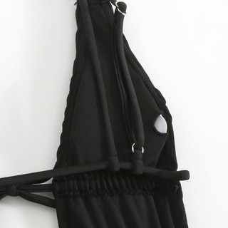 Đồ Bơi Nữ Đen Trắng Gấp Dệt Dây Băng One Piece Bikini Đồ Bơi