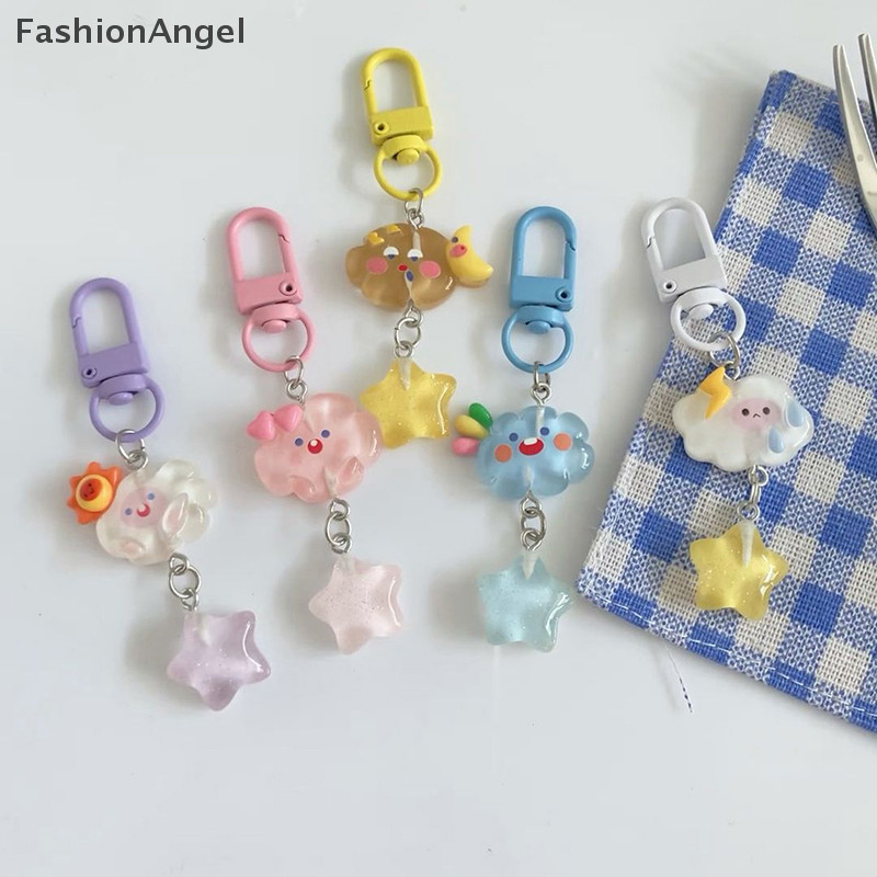 Fashionangel Thời Trang Ngọt Ngào Điện Thoại Ch Hoạt Hình Dễ Thương Dạ Quang Đám Mây Ngôi Sao Móc Khóa Cặp Đôi Xe Móc Khóa Túi Mặt Dây Chuyền Phụ Kiện Trang Sức Quà Tặng TH