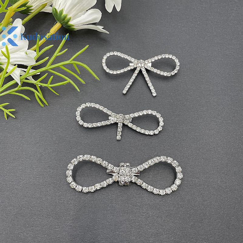 Kudosation Thời Trang Sáng Bóng Kim Cương Giả Nơ Khóa Ngọc Trai sel Pin Khóa DIY May Giày Túi Đính Phụ Kiện Cưới Quà Tặng