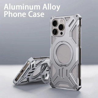 [Jlk] Vỏ điện thoại tản nhiệt rỗng bằng kim loại cho Iphone 13 14 15 Pro Max Plus Vỏ nhôm từ tính