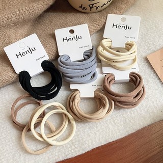 DREJEW 6 Chiếc Phối Màu Vải Co Giãn Buộc Tóc Thời Trang niche Bền Dây Buộc Tóc Đơn Giản Và Đa Năng Cao Đuôi Ngựa Dây Cao Su