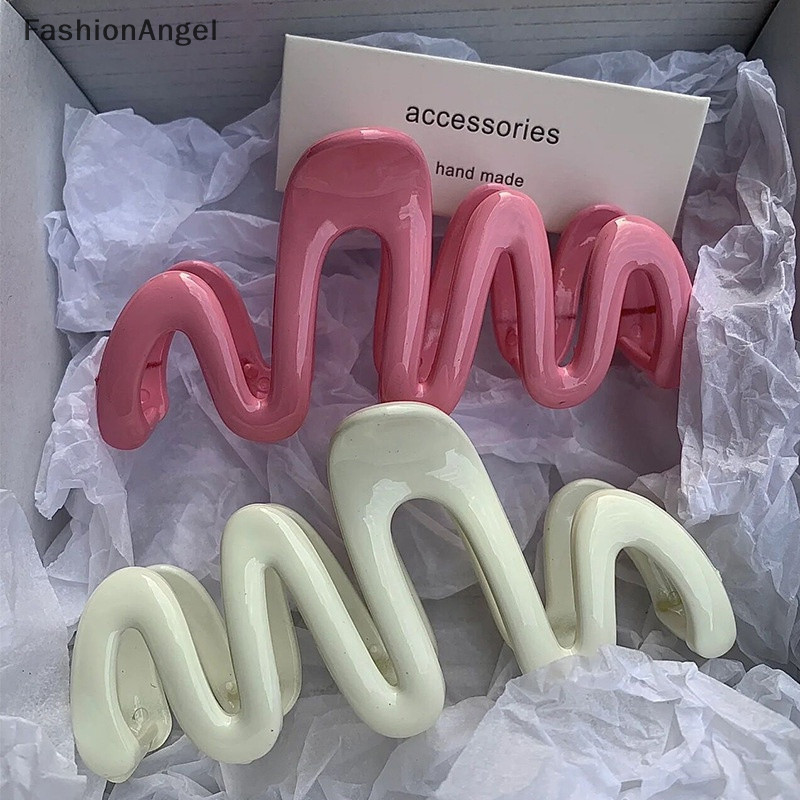 FashionAngel Dopamine Màu Kem Hình Học Sóng Đường Lưng Móng Vuốt Tóc Kẹp Tóc Nữ Cô Gái Kẹp Tóc Đuôi Ngựa Phụ Kiện Tóc Trang Trí TH