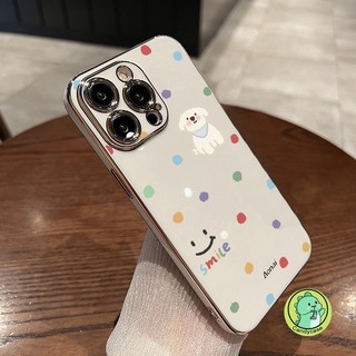 Vỏ Sang Trọng Cho Vivo V40 V30 V30E V29 V29E V27 V27E V25 V25E V23 V23E Pro V21 V21s V21E V20 Pro V9 5G 4G Vỏ Hoạt Hình Dễ Thương Chấm Chó Mềm Mạ Bóng Vỏ Điện Thoại