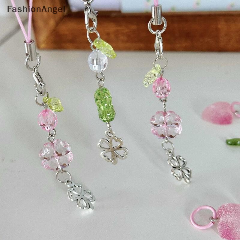 Fashionangel 1 Pha Lê May Mắn Bốn Lá Cỏ Ba Lá Điện Thoại Di Động Dây Y2K Hợp Thời Trang Đính Hạt Điện Thoại Dây Móc Khóa Thời Trang Cô Gái Quà Tặng VN