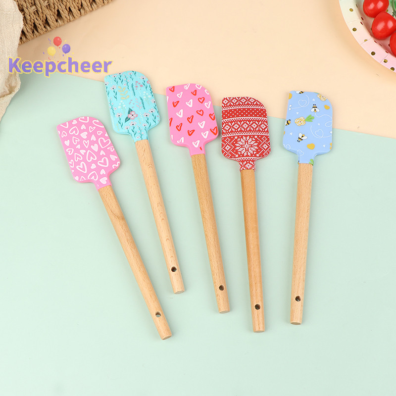 [Keepcheer] tay cầm thìa silicone Dụng cụ cạo làm mịn kem làm bánh mịn hơn [Mới]