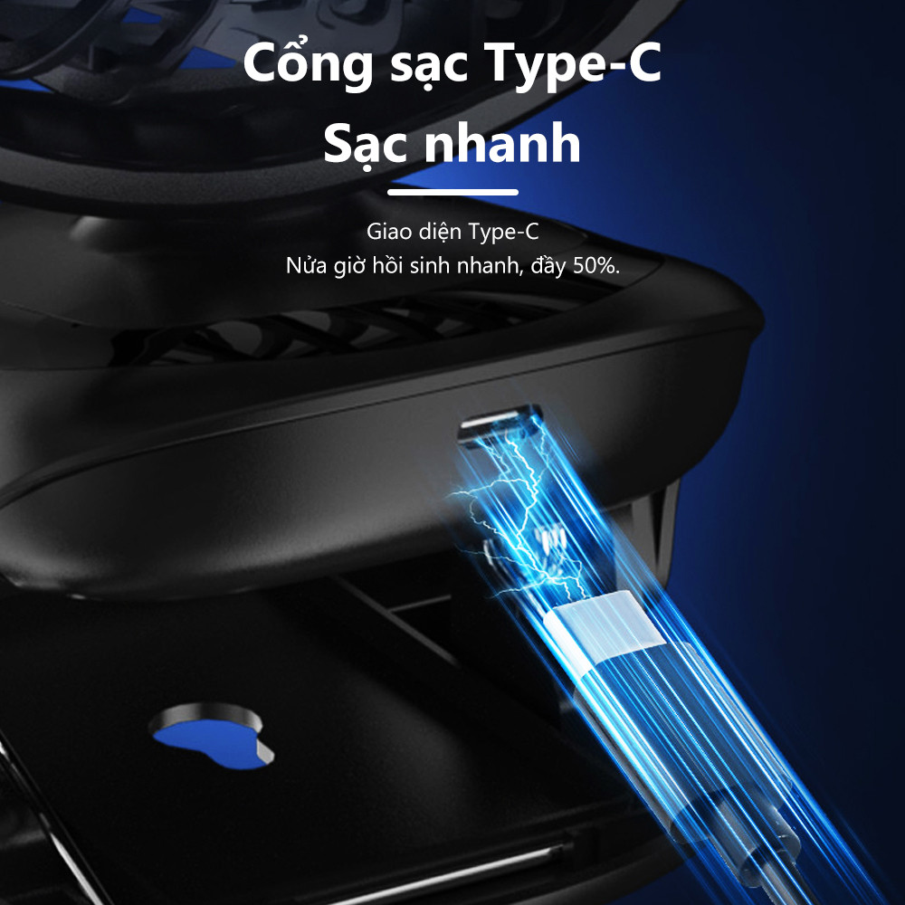 Quạt USB Goojodoq 3000MAh Bàn Xoay Mini Kẹp Di Động Màn Hình LED Di Động 5tốc độ