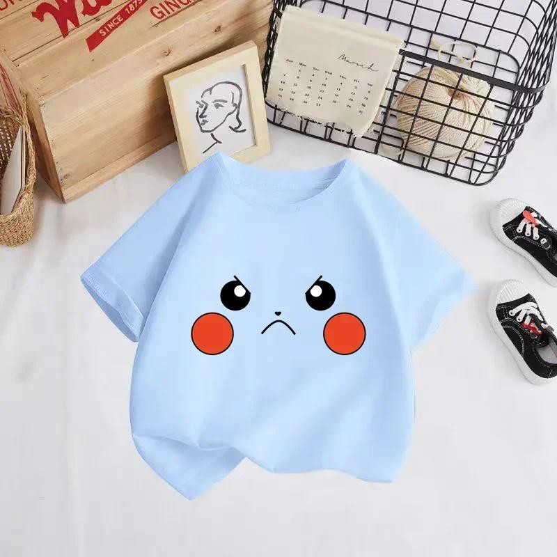 Áo thun trẻ em Pokemon Pikachu dễ thương mùa hè tay ngắn in hình ngộ nghĩnh cho bé trai và bé gái Áo thun trẻ em