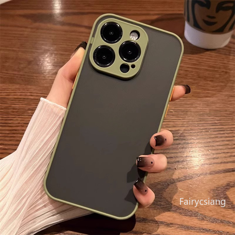 Ốp điện thoại chống sốc mờ sang trọng cho iPhone 16 15 14 13 12 11 Pro X XS Max 7 8 Plus Vỏ giáp mềm trong suốt