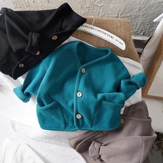 (6m-6Y) Áo len Cardigan Unisex dành cho trẻ em Áo khoác dài tay cổ tròn Cotton màu trơn Áo khoác ngoài