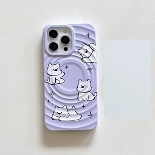 Vỏ điện thoại hoạt hình chú chó đáng yêu màu tím Thích hợp cho Iphone 11promax 16pro 16promax 12 13 14 15 pro max 14pro Vỏ ốp lưng 16plus