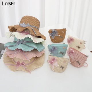 Mũ Cói Chống Nắng Kèm Túi Xách Dễ Thương Thời Trang Mùa Hè Cho Bé