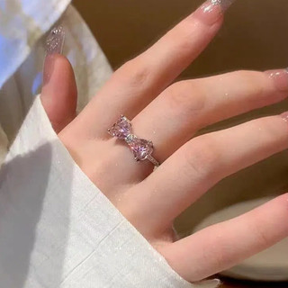 Nhẫn nơ zircon hồng dành cho nữ Nhẫn ins cao cấp
