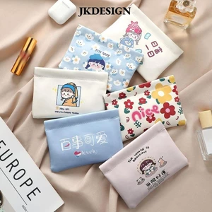 Túi đựng mỹ phẩm Mini JKDESIGN, Túi đựng son môi đóng tự động họa tiết hoạt hình, Túi đựng trang điểm di động bằng da Pu mềm chất lượng cao
