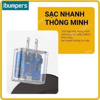 ibumpers Sạc Nhanh PD 20W USB C Sang L / Type-c Bộ sạc tường cho IPHONE IPAD