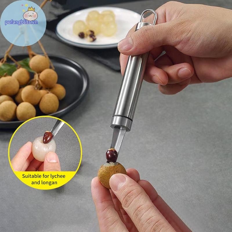Pufangbliss 1 Dụng Cụ Tẩy Longan Lê Litchi Tẩy Trái Cây Corer Cho Nhà Hàng Gia Đình Nhà Bếp Tiện Ích (Thép Không Gỉ) VN