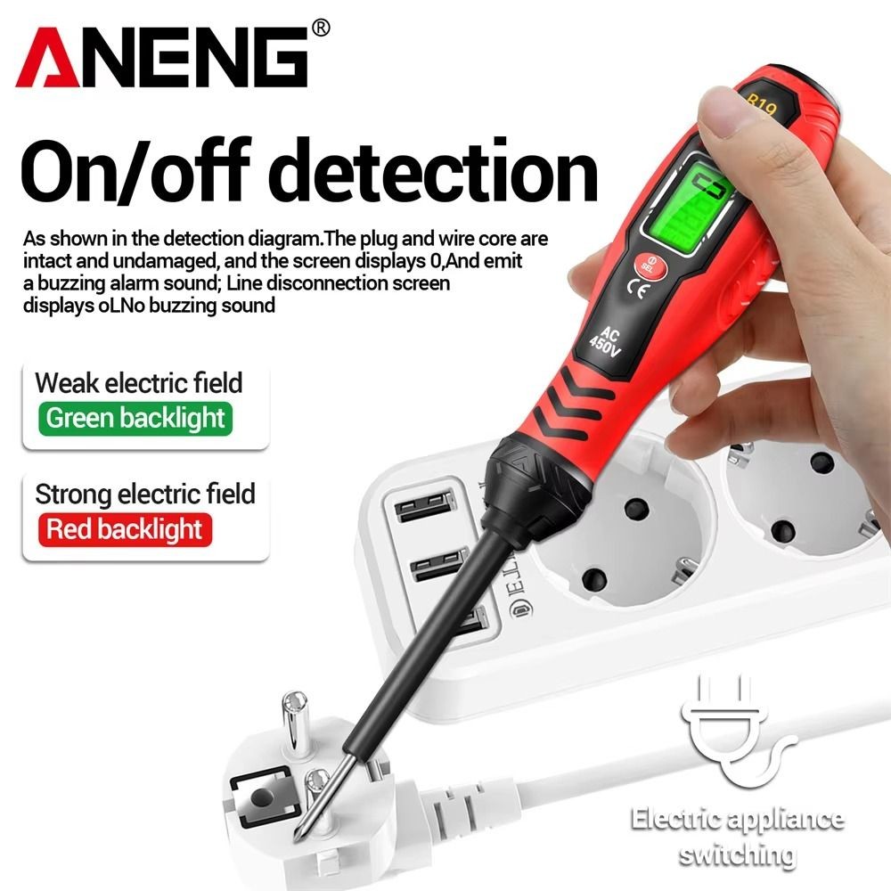 Bút kiểm tra điện áp NATURALHM, Máy dò điện áp hiển thị kỹ thuật số báo động Buzzer, Máy kiểm tra tuốc nơ vít có độ chính xác cao 30-1000V không tiếp xúc