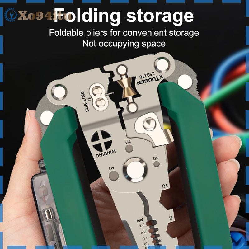 XOITU Dụng cụ tháo dây đa chức năng có bút kiểm tra điện Dụng cụ uốn cáp có thể gập lại, Kìm gấp điện để cắt VN