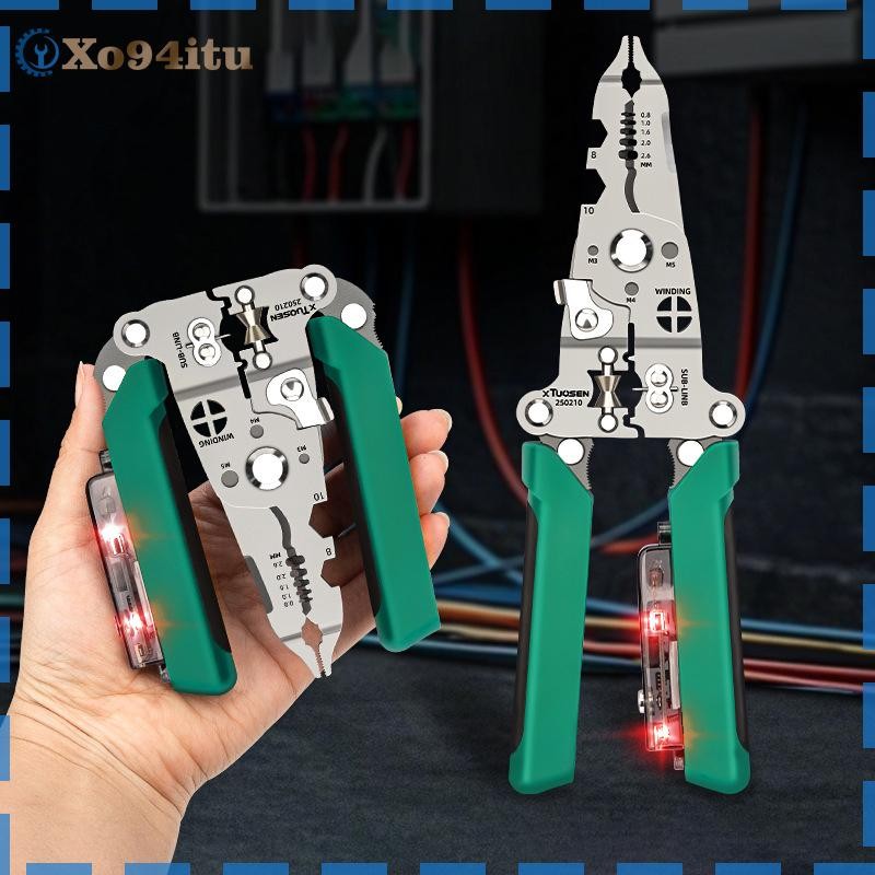 XOITU Dụng cụ tháo dây đa chức năng có bút kiểm tra điện Dụng cụ uốn cáp có thể gập lại, Kìm gấp điện để cắt VN