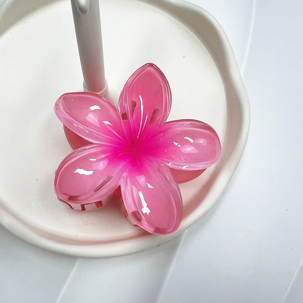 Nhựa Frangipani Tóc Móng Vuốt Kẹp Đuôi Ngựa Giá Đỡ Màu Gradient Cá Mập Kẹp Cho Nữ Và Bé Gái Sử Dụng Hàng Ngày