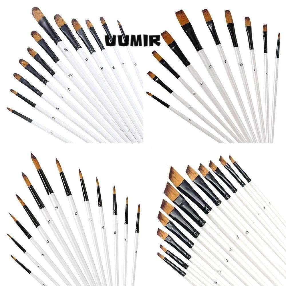 Bộ bàn chải màu nước UUMIR 12 chiếc, đầu phẳng tròn nhọn Nylon vẽ tay màu nước, nghệ sĩ hợp thời trang Nghệ thuật dành cho người mới bắt đầu Bàn chải vẽ tóc mềm Quà tặng