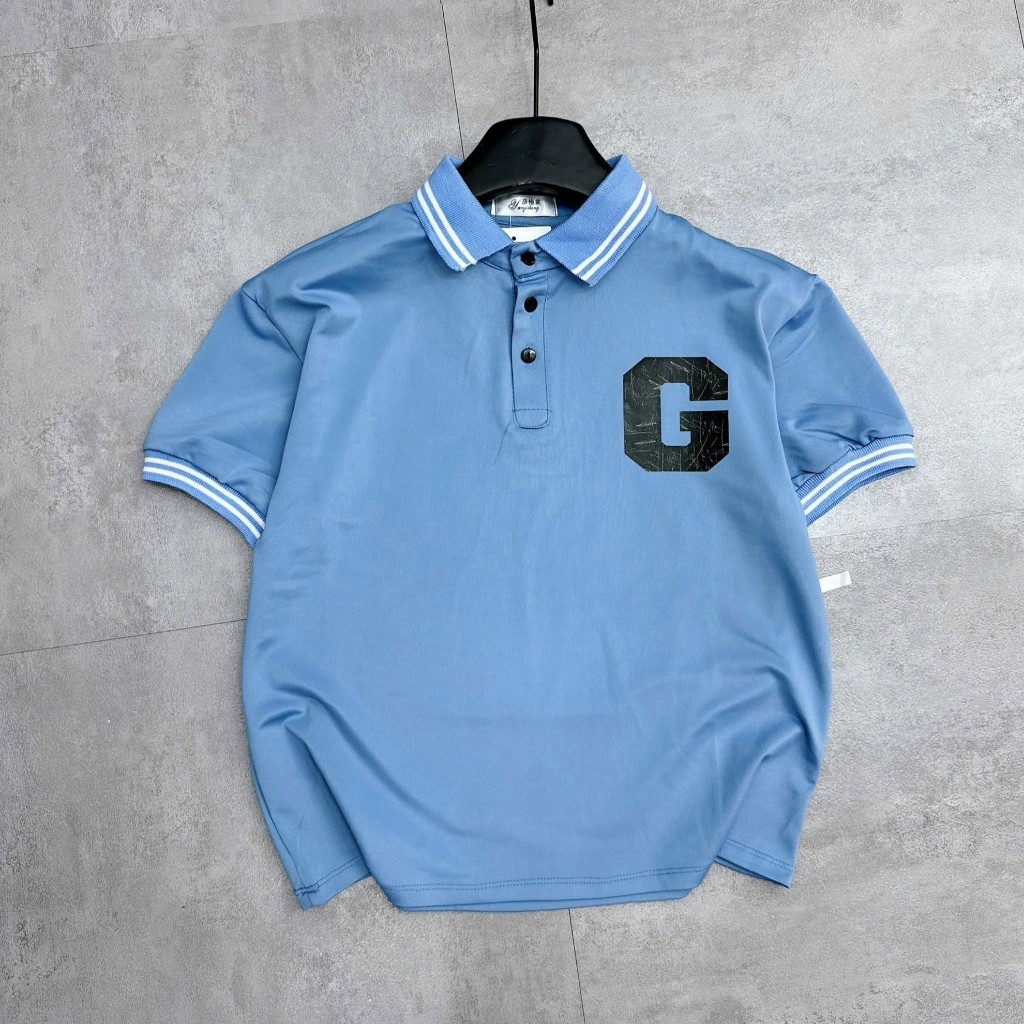 A Áo POLO Cho Bé Trai CHỮ G, Vải Cá Sấu Thông Hơi Cao Cấp Co Giãn 4 Chiều, 5 Màu, Size 17-65Kg A