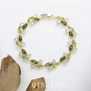 Châu Âu Mỹ ins Phong Cách Mới Olive Xanh Zircon Vòng Tay Nữ