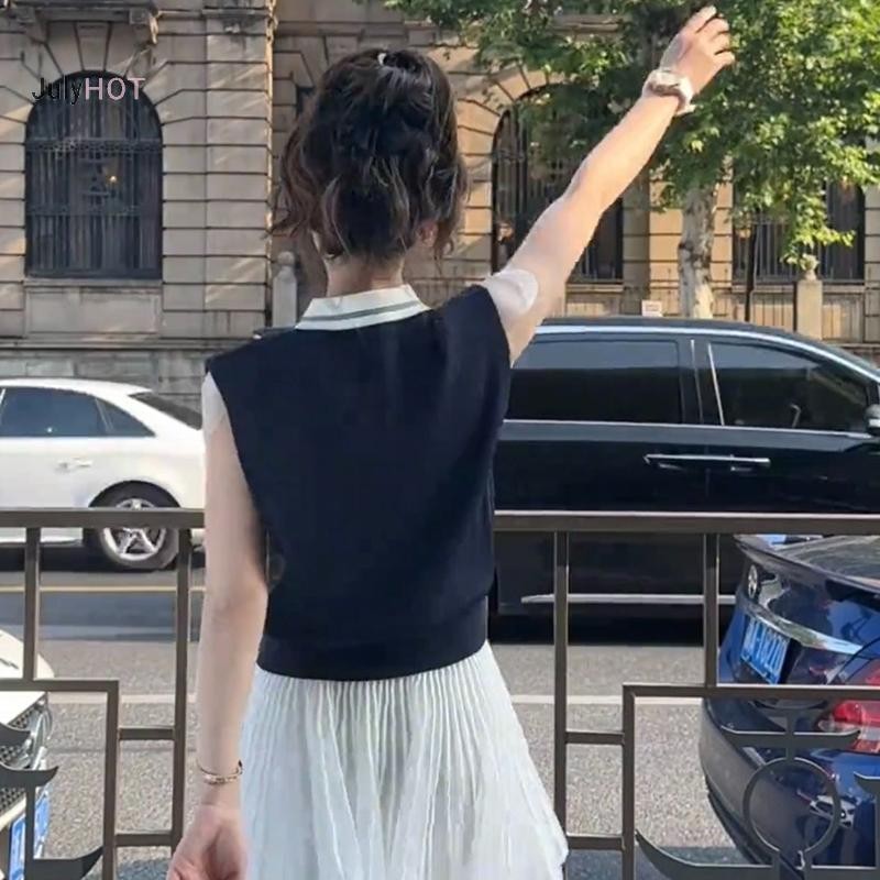 JULYHOT Mùa Hè Phong Cách Hàn Quốc Thời Trang Thường Ngày Phong Cách Đại Học Ve Áo Rời Áo Dành Cho Nữ Massivedeals