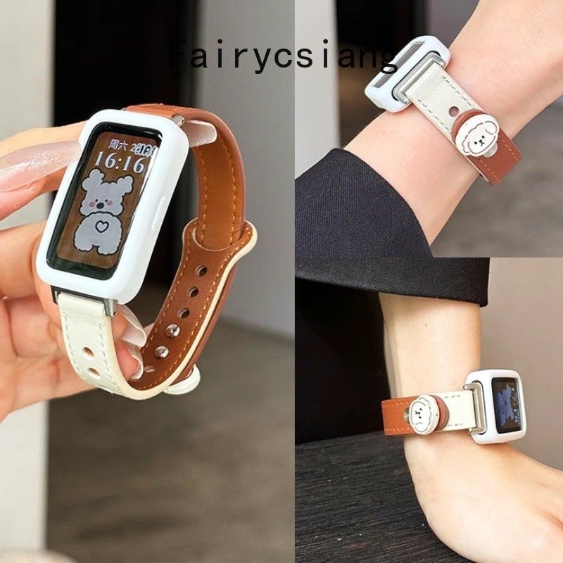 Dây Đeo Da Cho Huawei Band Fit 4 Pro 3 2 Vòng Tay Thay Thế Cho Huawei Band 11Pro 10 9 8 6 7 Dây Đồng Hồ Chó