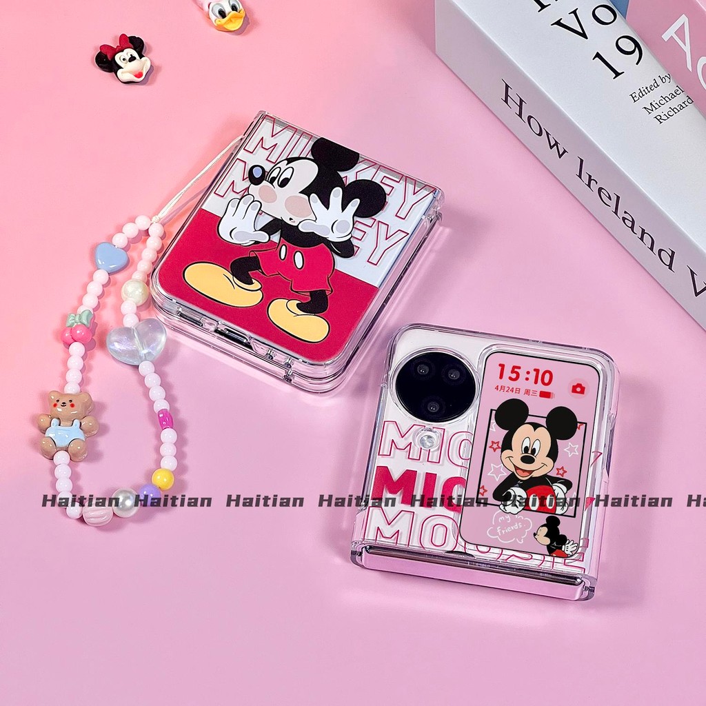 Thích Hợp Cho Samsung Galaxy Zflip7 Phim Hoạt Hình Dễ Thương Mickey Minnie Vỏ Điện Thoại Dây Gấp Cho ZFlip 6 5 4 3 5G N3Flip MixFlip 2 Vỏ Bảo Vệ Cứng