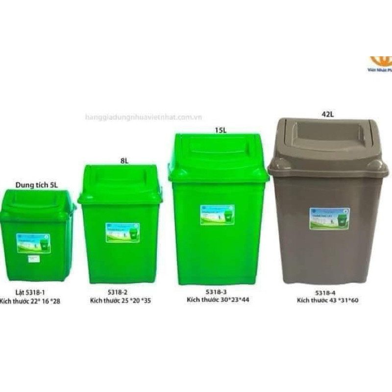 Thùng rác nhựa nắp lật đủ kích cỡ 5L/8L/15L/26L/42L- 5318 AMIZIN