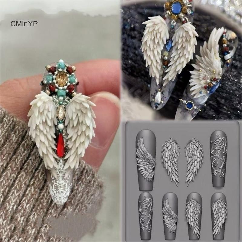 CyinYP Khuôn silicon 3D tạo móng hoa nơ, khuôn mẫu trong suốt, dùng cho nghệ thuật DIY, dụng cụ dập trang trí