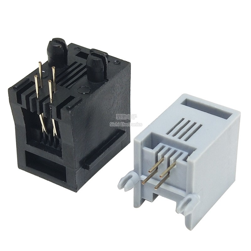 Ổ cắm điện thoại RJ11 / RJ45 Đầu pha lê Ổ cắm nữ 4P4C Đen / Xám Dọc / Ngang Loại một cửa có đơn