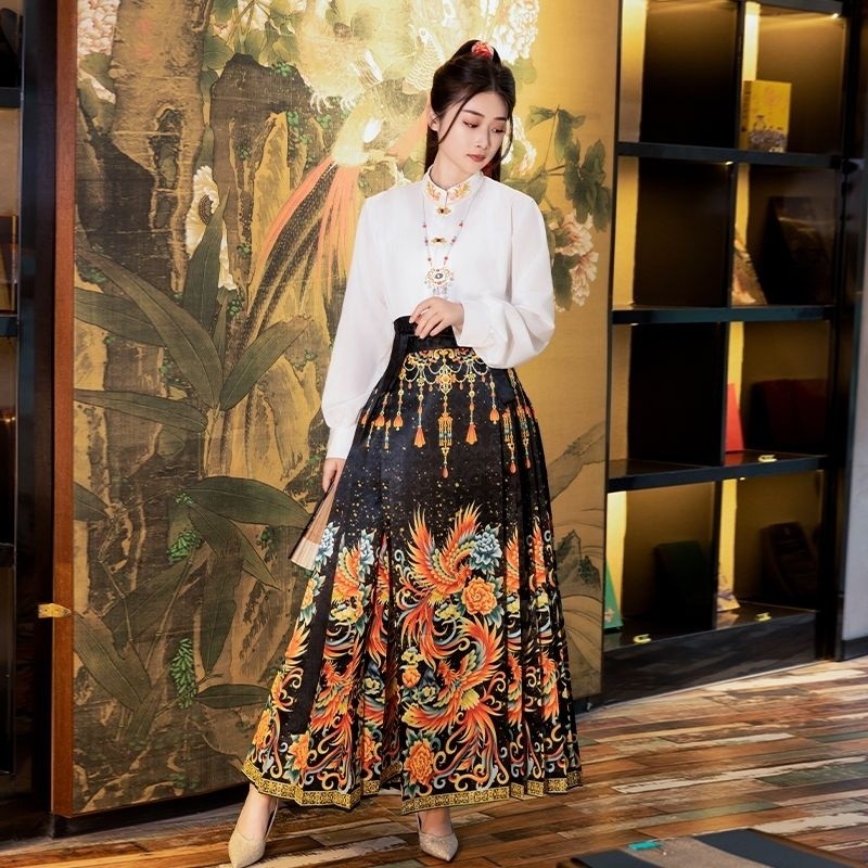 Váy mặt ngựa Hanfu Họa tiết cổ điển Thích hợp cho giới trẻ