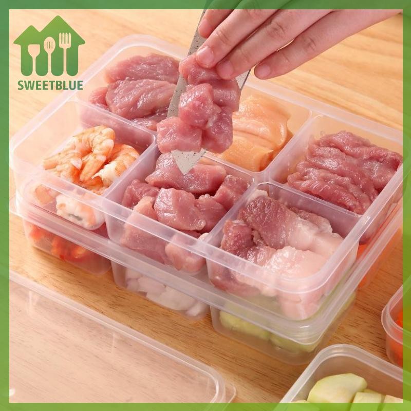 SWEET Trong Suốt 6 Lưới Hộp Bảo Quản Tủ Lạnh Dung Tích Lớn Hộp Bảo Quản Thịt Đông Lạnh Ngăn Thực Phẩm Dụng Cụ Nhà Bếp n
