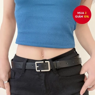 Thắt lưng khóa chốt kim loại Unisex Punk - Dây da có thể điều chỉnh tối giản cho quần jean / thường ngày / mặc dự tiệc