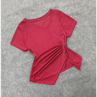 Áo Thun Bigsize Nữ Áo Kiểu Cổ V Nhún Eo Tôn Dáng Chất Thun Tăm Co Giãn G265