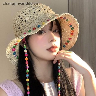Mũ rơm boho hạt màu retro, phù hợp đi biển và du lịch mùa hè