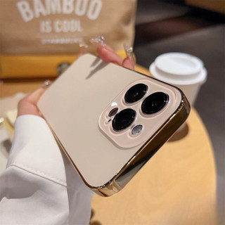 Ốp điện thoại di động kính mờ mạ điện cho IPhone 16 / 16 Pro 15 / 15 Pro / 15 Plus 14 / 14 Pro / 14 Plus 11 13 12 Vỏ ống kính PC IP Vỏ bảo vệ da sang trọng