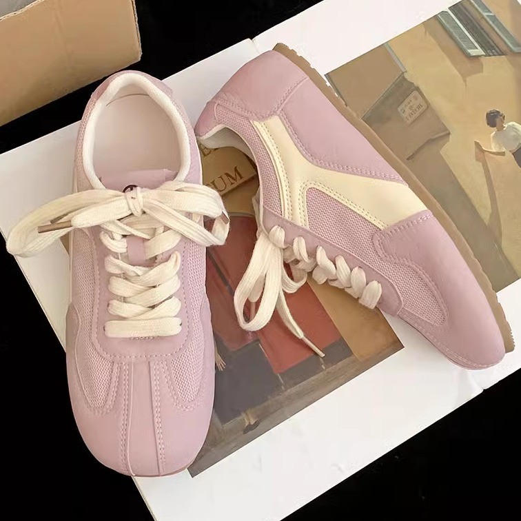🔥Còn hàng🔥Giày sneaker nữ Giày phẳng lưới thoáng khí đế mềm và chống trượt Tím hồng xanh vàng
