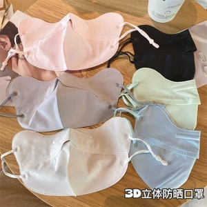 🌟Mặt nạ chống nắng Nữ 3D Tấm che nắng toàn mặt Ice Silk Viền mùa hè Phong cách mỏng thoáng khí QWBM